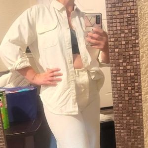 - Maurie + Eve size 10 pants collard Pants suit in Cream